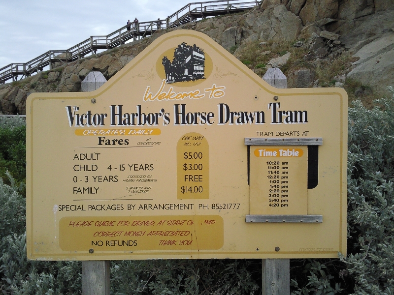 Tram time table, Granite Island Australia