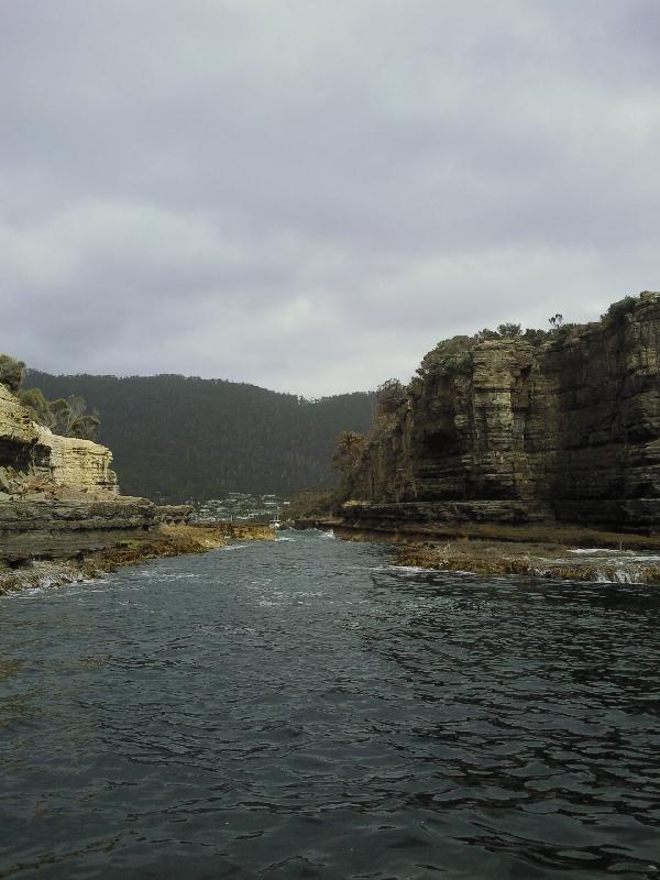 Rafting through the cliffs, Tasmania, Port Arthur Australia