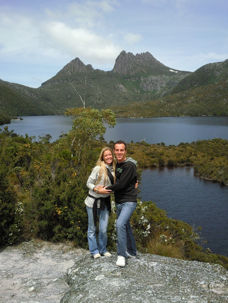 On the rock in front of Cradle Mountain, Launceston Australia