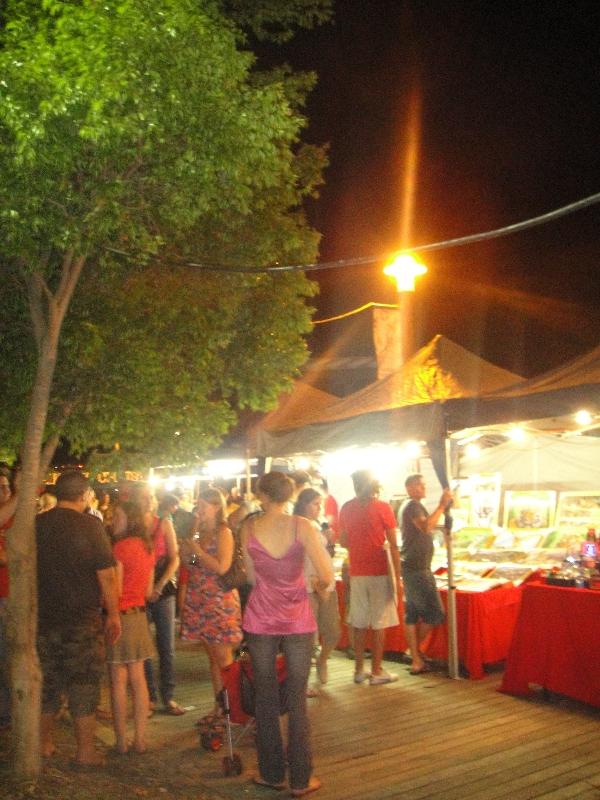 Market stands on the Fitzroy River, Rockhampton Australia