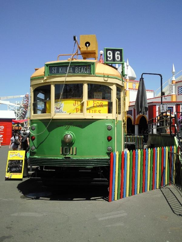 Melbourne Australia Wooden train at Luna Park in Melbourne