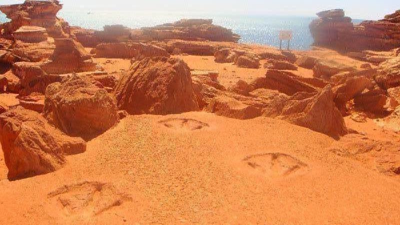 Tyrosaurus Rex Footprints in Broome, Australia