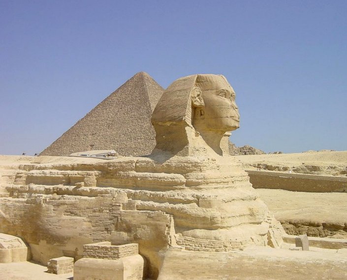 The Pyramid of Khafre and the Great Sphinx, Cairo Egypt