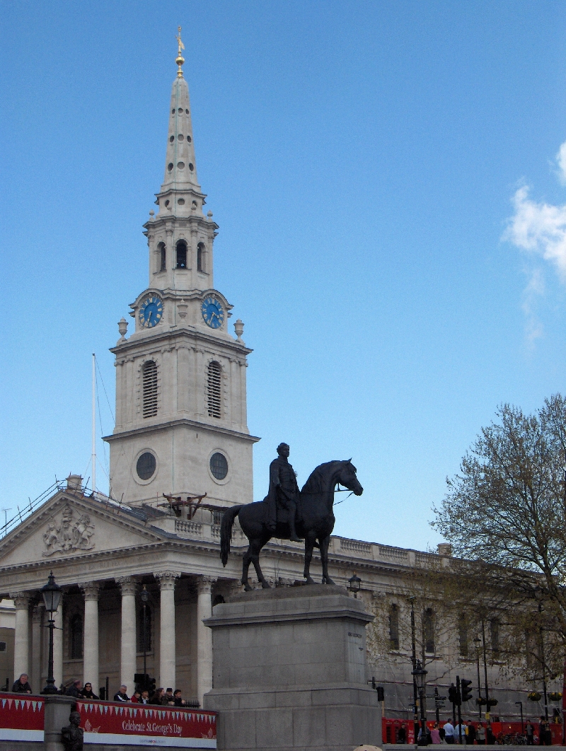 St Martin in the Field Church and Statue, London United Kingdom