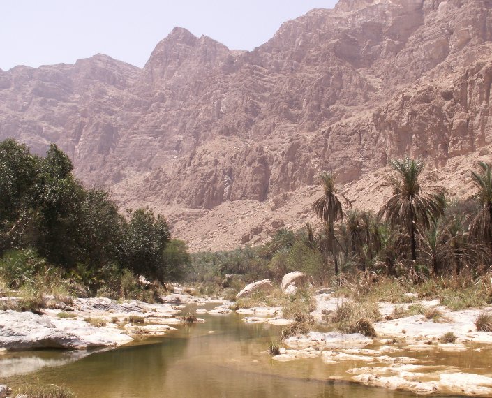 The ponds and mountain view at Wadi Tiwi, Muscat Oman