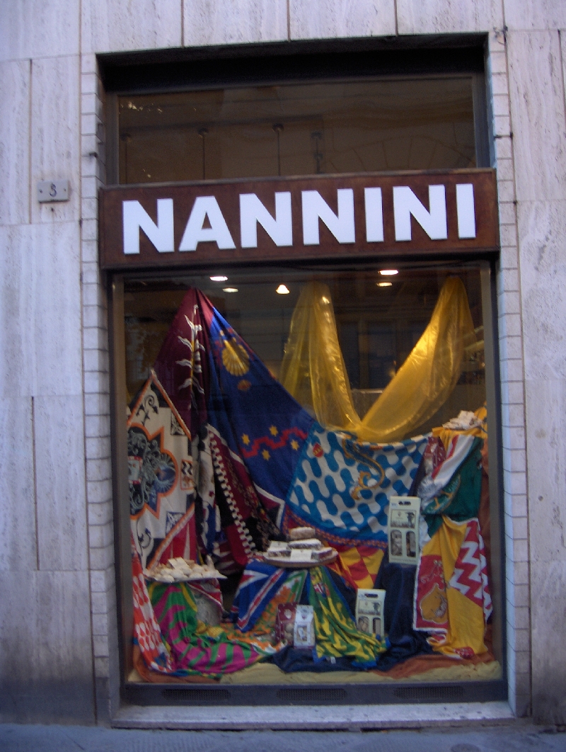 Palio flags for sale in Siena, Italy