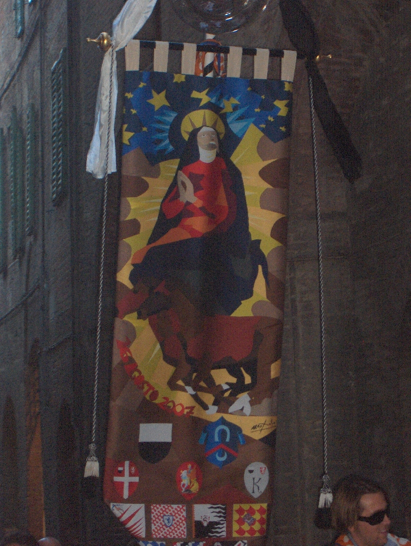 Siena street view during Palio, Italy