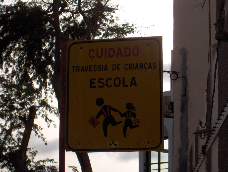 Kids crossing the streets in Cape Verde, Santa Maria Cape Verde