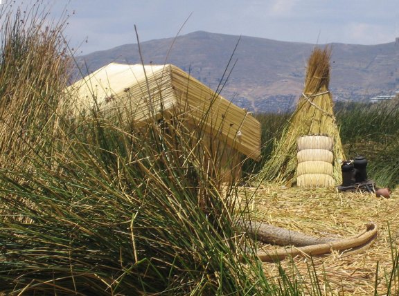 Puno Peru Bamboo made houses in Peru