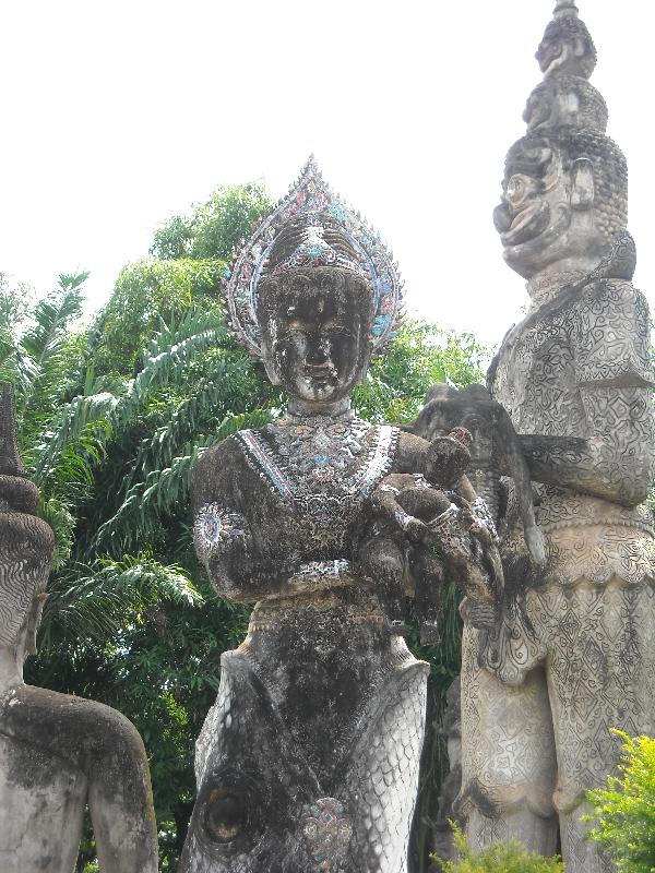 Vientiane Laos Hindu and Buddhist figures in Laos