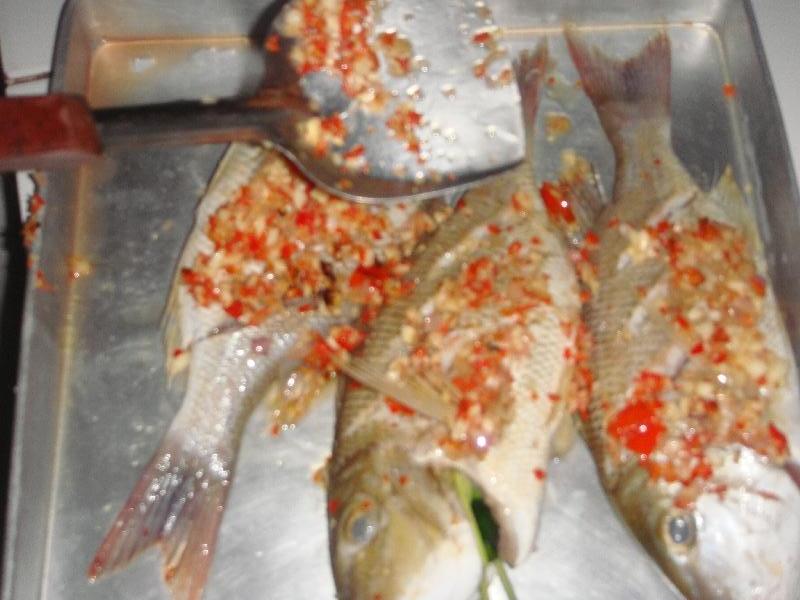 Fish with chili ready to steam, Thailand