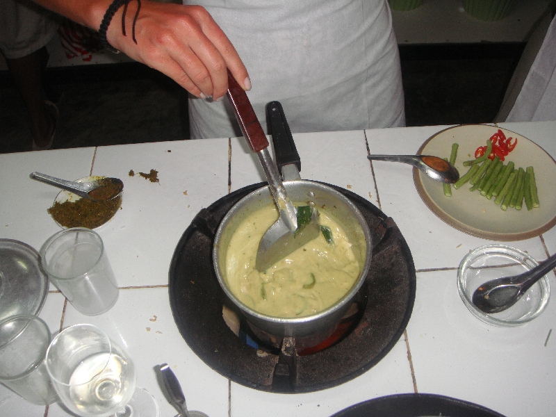 Ko Lanta Thailand Cooking some green curry in Lanta