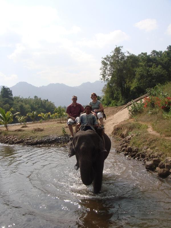 Elephant ride through the water, Thailand