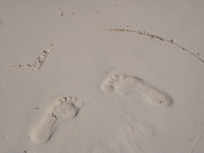 Footprints on Similan Beach, Ko Similan Thailand