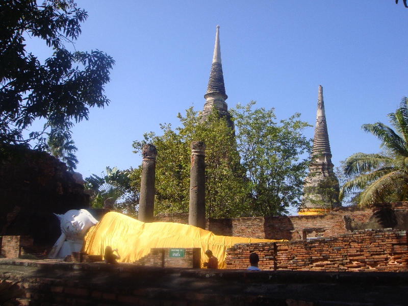 The reclining Buddha covered in silk, Ayutthaya Thailand