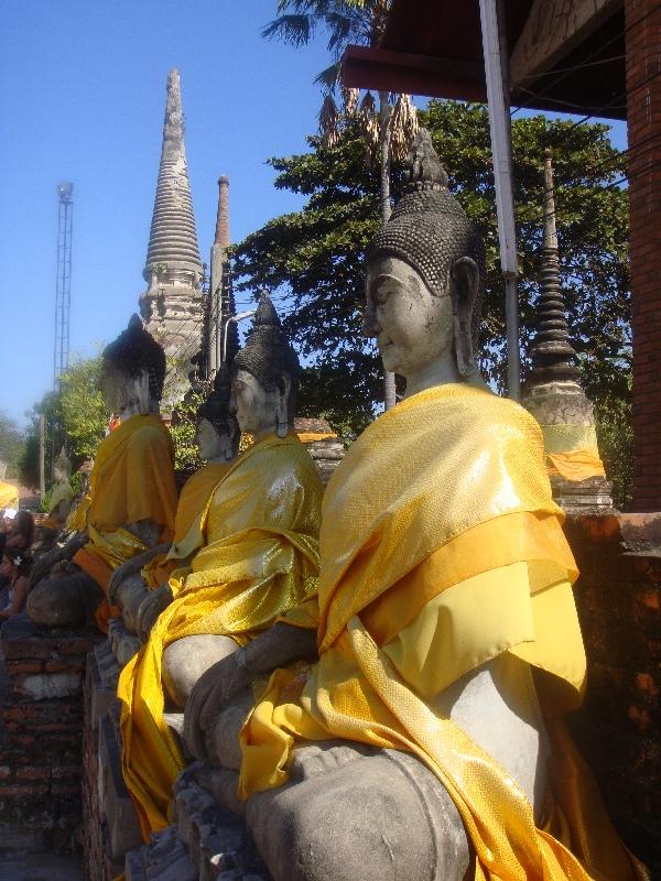 Amazing buddha statues covered in silk, Ayutthaya Thailand