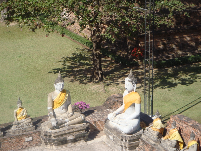 Looking down from the tall Chedi, Ayutthaya Thailand