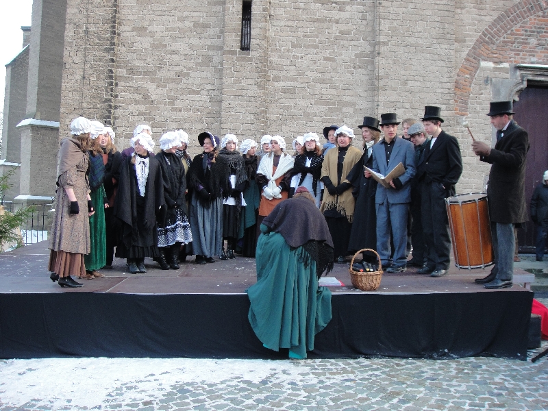 Singing choir in front of the church, Deventer Netherlands