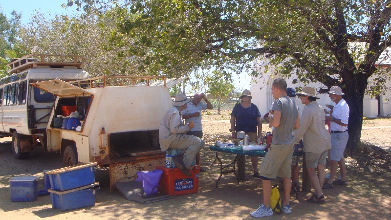 Morning tea and biscuits in Beagle Bay, Cape Leveque Australia