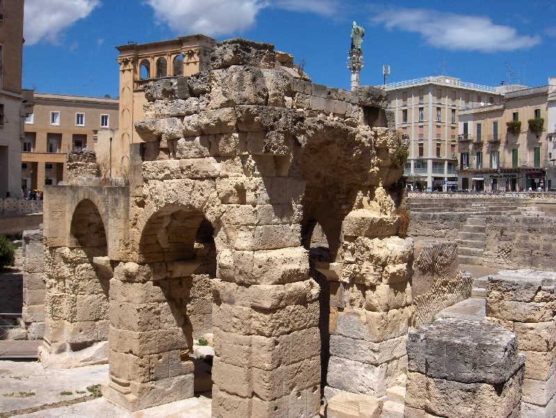 Roman arches at the Amphitheatre, Lecce Italy