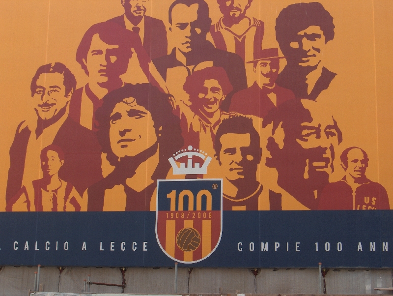 Billboard of U.S Lecce soccer team, Lecce Italy