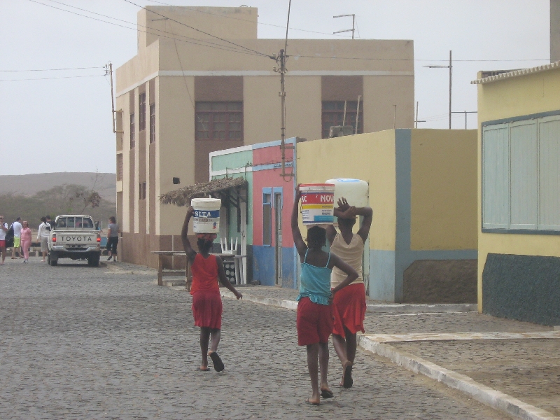 Local girls carrying water, Cape Verde