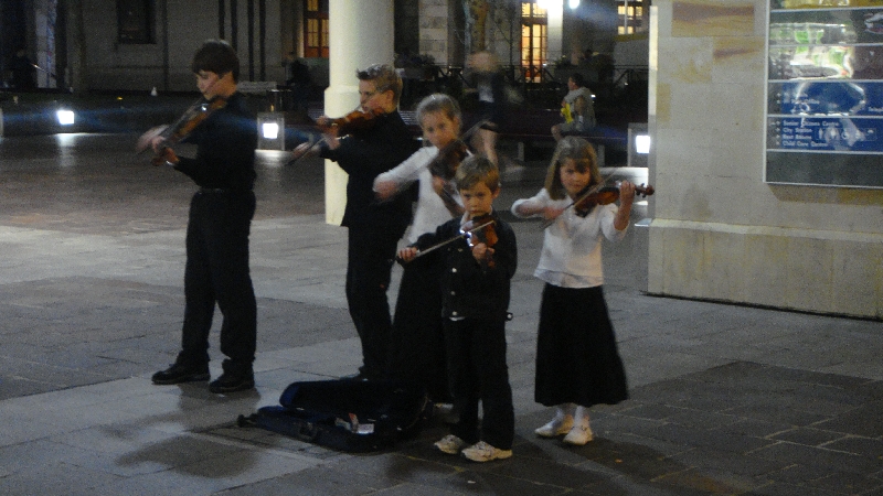 Kids playing music on Hay st, Perth Australia