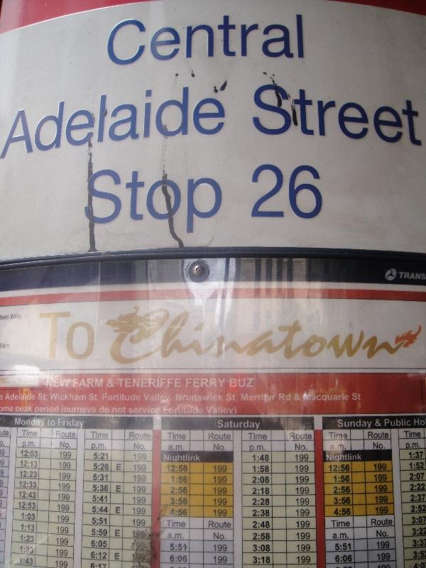 Brisbane Australia Bus stop on Adelaide St in Brisbane