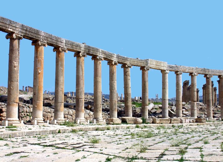 Roman colums in Jerash, Jordan, Jerash Jordan