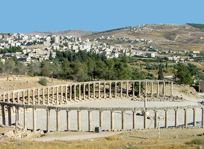 The old and new city of Jerash, Jerash Jordan