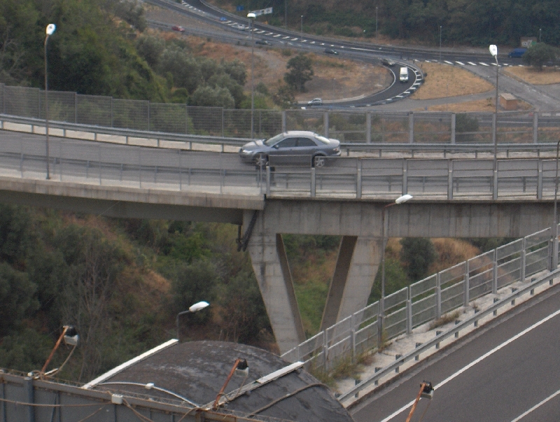 Parked car on Catanzaro Bridge, Italy