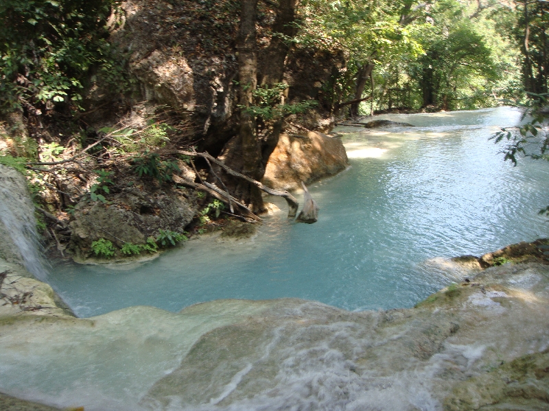 The tiers of the Erawan Falls, Thailand