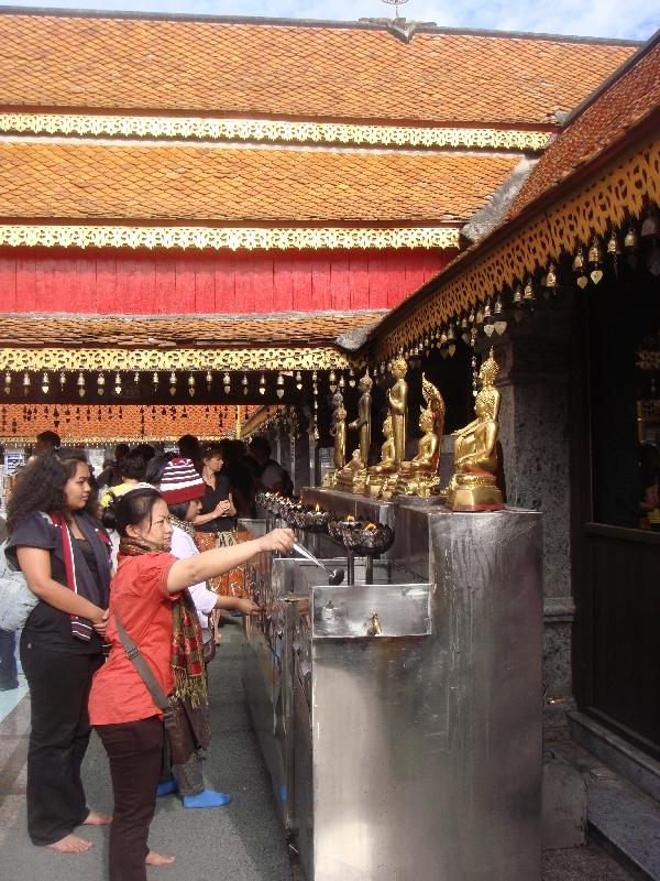 Offerings at Wat Doi Suthep, Chiang Mai Thailand