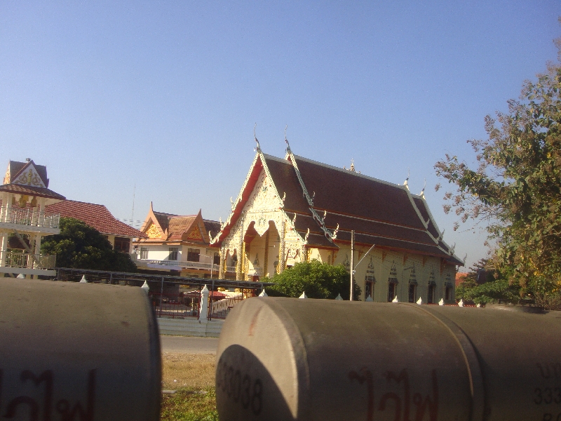 Houses alongside the railroad, Thailand