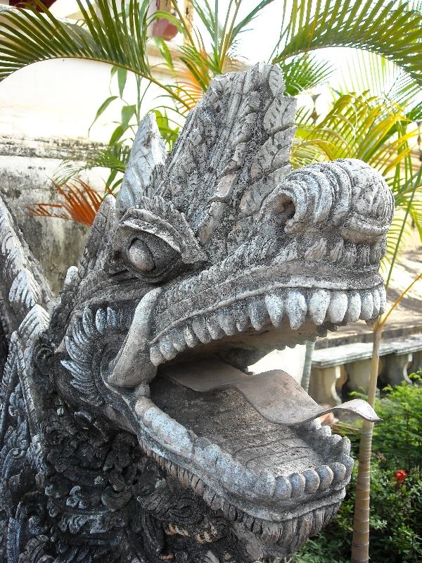 Buddhist dragon statue in Vientiane, Laos