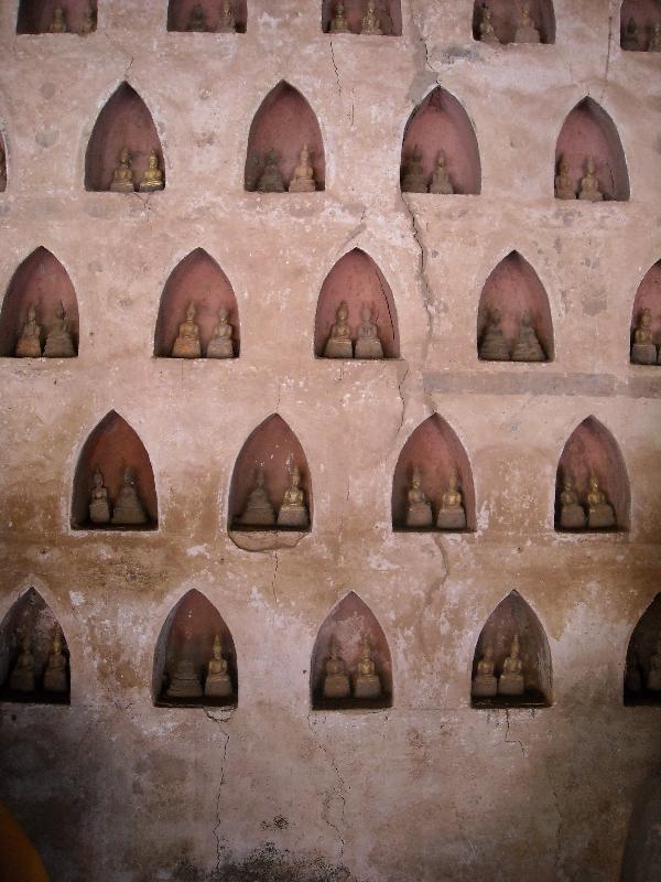 The Buddha statues inside the wall, Vientiane Laos