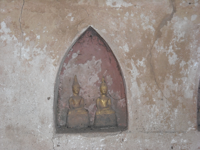 Two little shrines at Wat Si Saket, Vientiane Laos