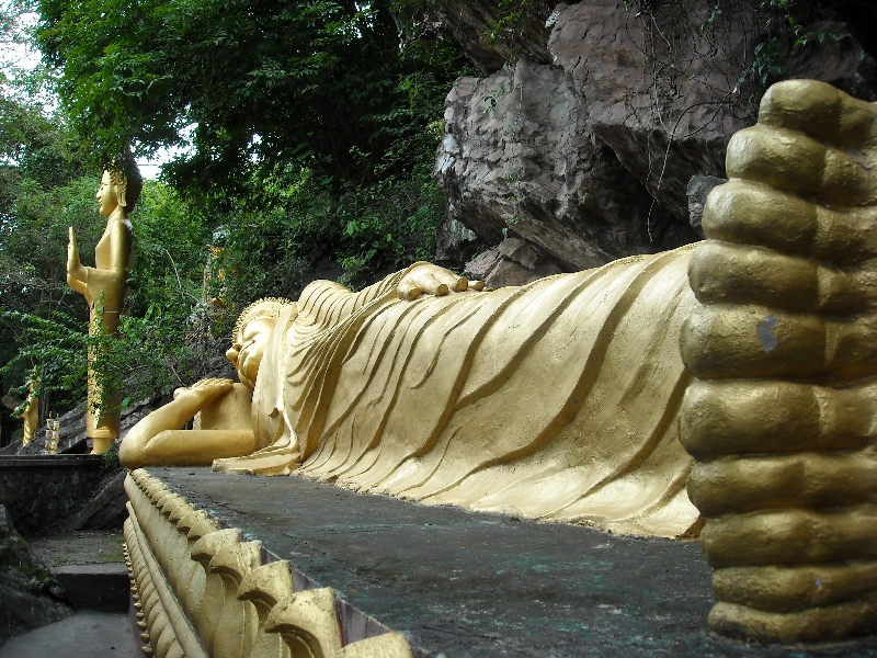 The large reclining Buddha in Luang Prabang, Luang Prabang Laos