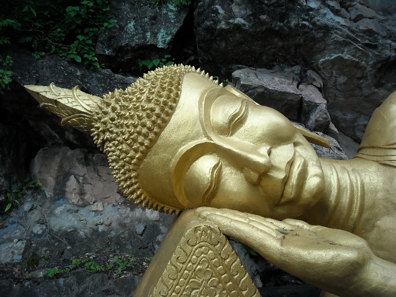 The face of the reclining Buddha, Luang Prabang Laos