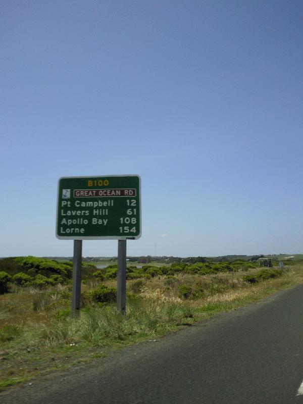 Roadsign Great Ocean Road, Port Campbell Australia