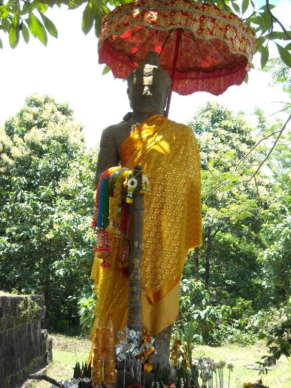 Statue covered in silk, Preah Vihear Cambodia
