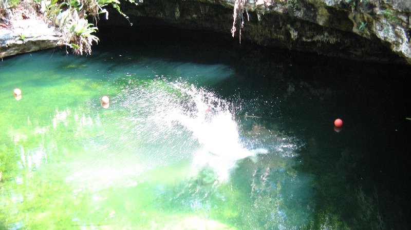 Snorkelling the underwater caves, Tulum Mexico