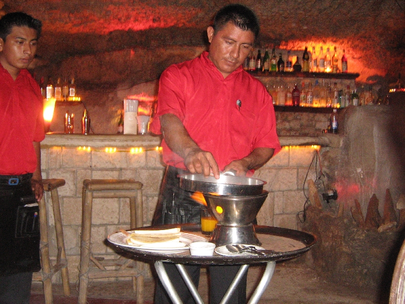 Enjoying a Mexican cave dinner, Tulum Mexico