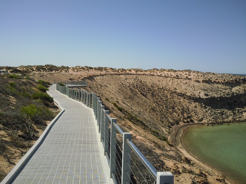 Boardwalk around the bay in Eagle Bluff, Shark Bay Australia