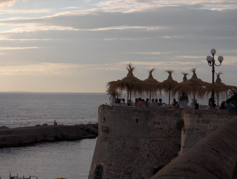 Umbrellas of the bar in Gallipoli, Gallipoli Italy