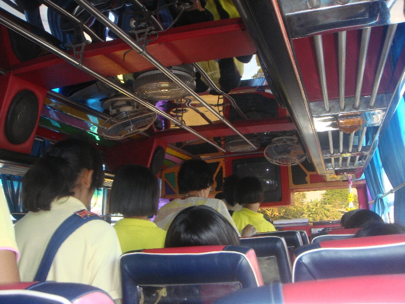 Students on the bus to Ayutthaya, Thailand