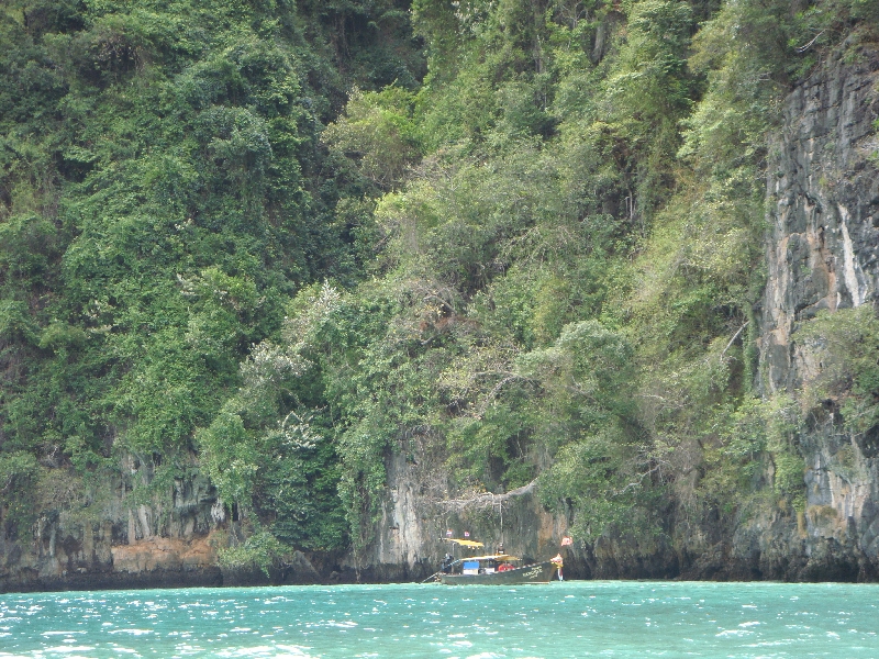 Little motor boat in the lagoon, Ko Phi Phi Don Thailand