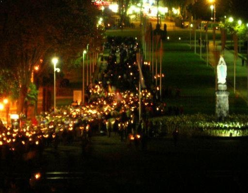 Nightly flambeaux in Lourdes, France