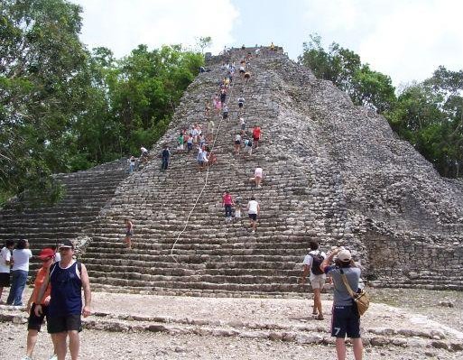 Climbing the Maya pyramids, Yucatan Mexico