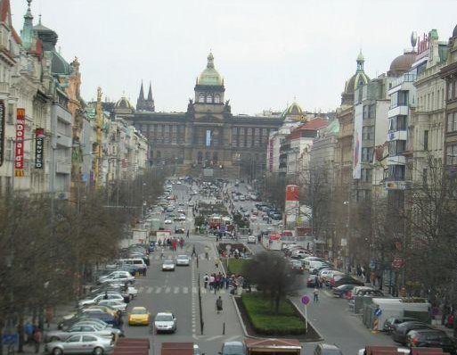 Busy Street Wenceslas Square, Prague, Czech Republic